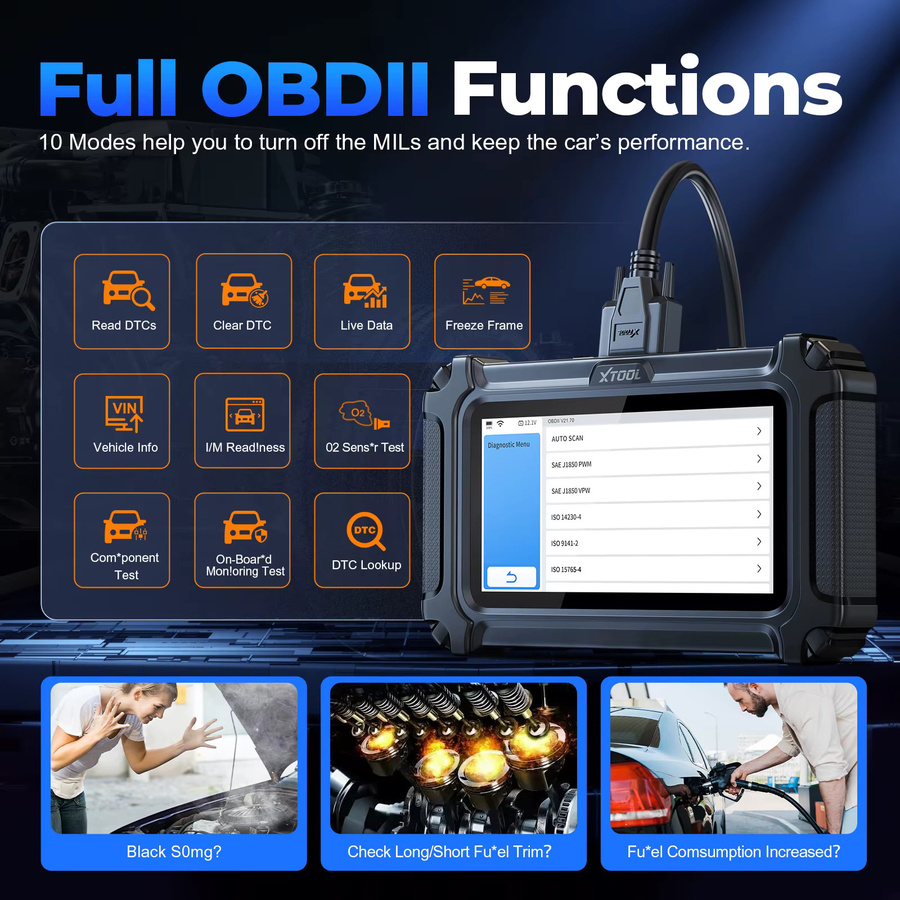 XTOOL D6 V2.0 Auto-Diagnosegerät mit OBD2-Scanner, Alle Systeme, CANFD, FCA AutoAuth und WLAN in Schwarz - Bild 4