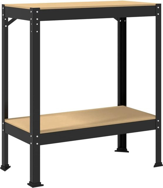 vidaXL Werkbank mit Regal aus Metall und Sperrholz in Schwarz, B/T/H: 81 x 41 x 91 cm - Bild 1