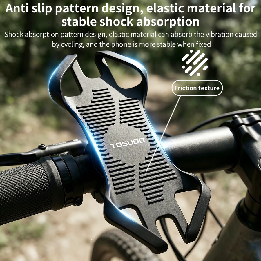 TOSUOD Fahrrad-Handyhalterung aus Silikon in Schwarz, universelle Anti-Rüttel-Lenkerhalterung für MTB und Rennrad - Bild 5