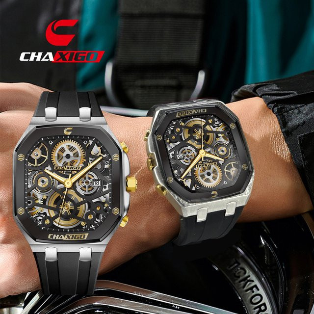 CHAXIGO Armbanduhr Quarz, Silikonarmband, Schwarz, Herren - Bild 1