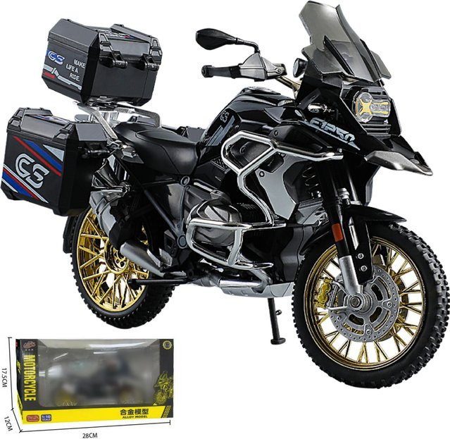 R1250GS Adventure Motorrad Modell Fahrzeug, 1:10, mit Licht und Ton, Metall - Bild 1
