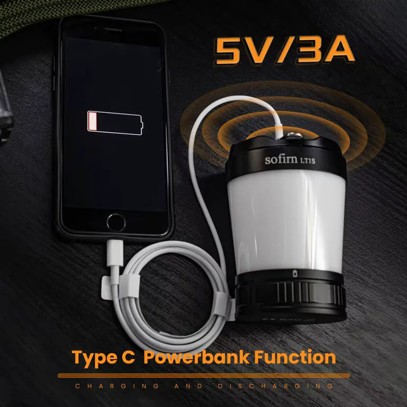 Sofirn LT1S USB C Campingleuchte, wiederaufladbare 21700 Notfalllaterne in Schwarz mit dimmbarer Farbtemperatur (2700 K–6500 K) und Powerbank-Funktion - Bild 3