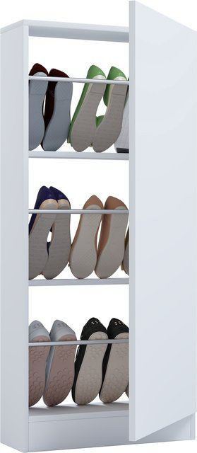 VCM Schuhschrank Fulisa L aus Holz in Weiß mit Scharniertüren und Regalböden B/T/H: 112 x 17 x 118,9 cm - Bild 1