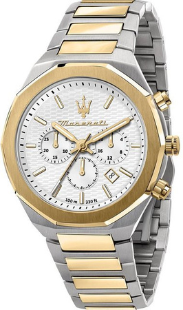 Maserati Chronograph, Quarz, Edelstahl, Weiß, 45 mm, Herren