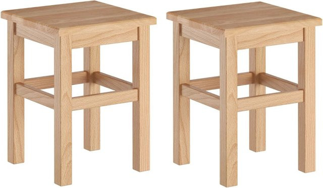 Massiver Sitzhocker aus Buche von Erst-Holz in Natur, B/T/H: 32 x 32 x 45 cm - Bild 1