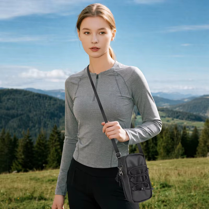Haissky Multifunktionale Outdoor-Wandertasche als Umhängetasche für iPhone 17 16 15 14 13 Pro Max, Schwarz - Bild 5