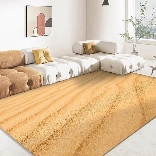 UQIDEHOME 3D Sand Wüste Simulationshintergrund Teppich, Modernes Geometrisches Design aus Polyester, Breite: 60 cm, Länge: 90 cm - Bild 1