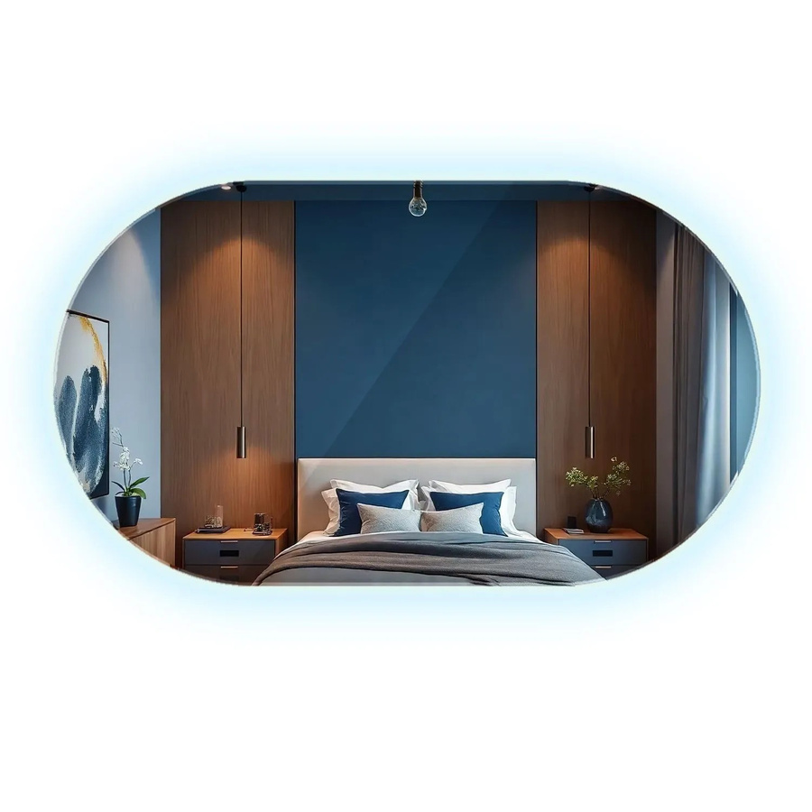 Wallfluent Ovaler LED Spiegel mit Kaltweiß 6500K für Bad, Schlafzimmer und Ankleidezimmer, B/H: 46 x 80 cm - Bild 2