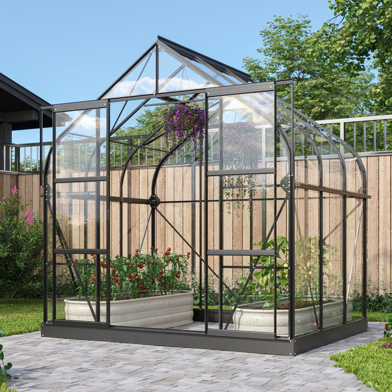 Vitavia Gewächshaus Dione 5000 mit Stahlfundamentrahmen und ESG-Glas, schwarz, 5,0 m² - Bild 2