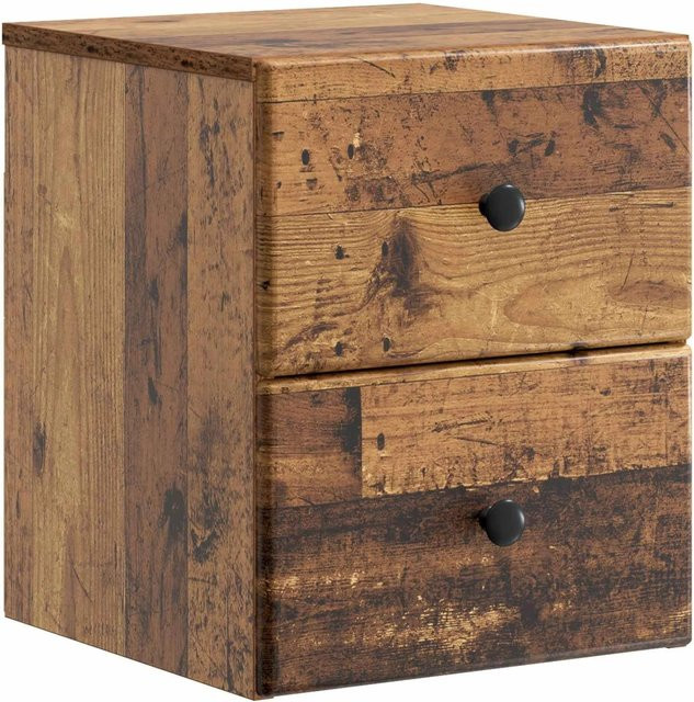 vidaXL Wandmontierter Nachttisch aus Altholz in Braun, B/T/H: 34,5 x 33 x 40 cm - Bild 1