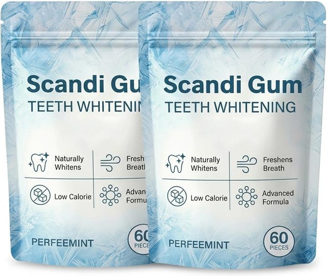 Scandi Gum Zahnaufhellender Minz-Kaugummi, 2x 60 Stück - Bild 1