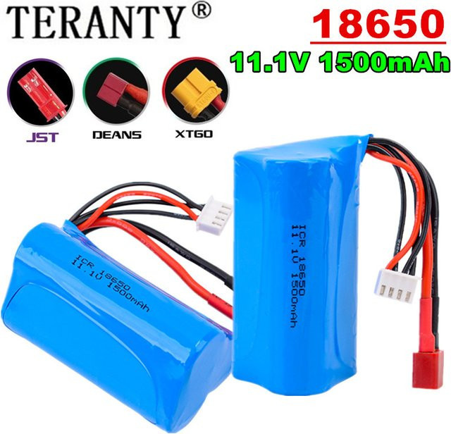 TERANTY Hochleistungs-Lithiumbatterie 18650 11,1V 1500mAh 15C 3S1P in Blau für Modellflugzeuge und RC-Modelle - Bild 1