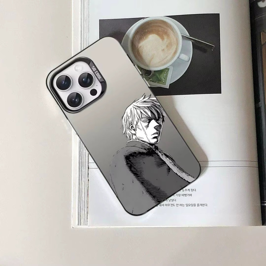 H-Vinland Saga Handyhülle für Apple iPhone 17 16 15 14 13 12 11 Pro Max X XS XR, Galvanisch Versilberte IMD Stoßfeste Schutzhülle in Silber - Bild 2