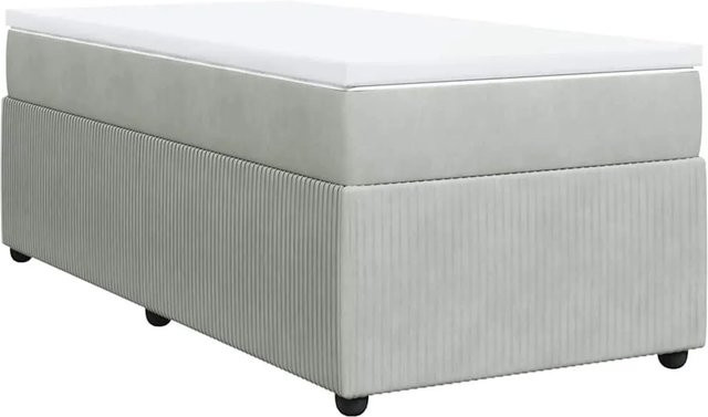 vidaXL Boxspringbett mit Matratze in Hellgrau aus Samt, Hybridbett mit Taschenfederkern, B/T: 80 x 200 cm - Bild 1