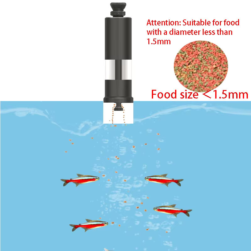 Handgehaltener Fingerdruck-Fischfütterer aus Aluminiumlegierung für die quantitative Fütterung kleiner Mengen im Aquarium - Bild 6