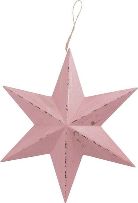Trendline Weihnachtsaufhänger Stern aus Holz in Rosa, Hängeornament mit Schnur, Breite: 40 cm, Höhe: 35 cm - Bild 1