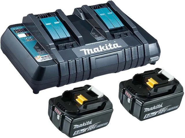 Makita Power Source Kit Li-Ion 18V mit 2 Akkus à 5 Ah und Doppelladegerät, Schwarz - Bild 1