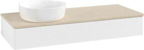V&B Waschtischunterschrank Antao mit Frontstruktur und Beleuchtung, Farbe: Weiß, B/T/H: 120 x 50 x 19 cm - Bild 1