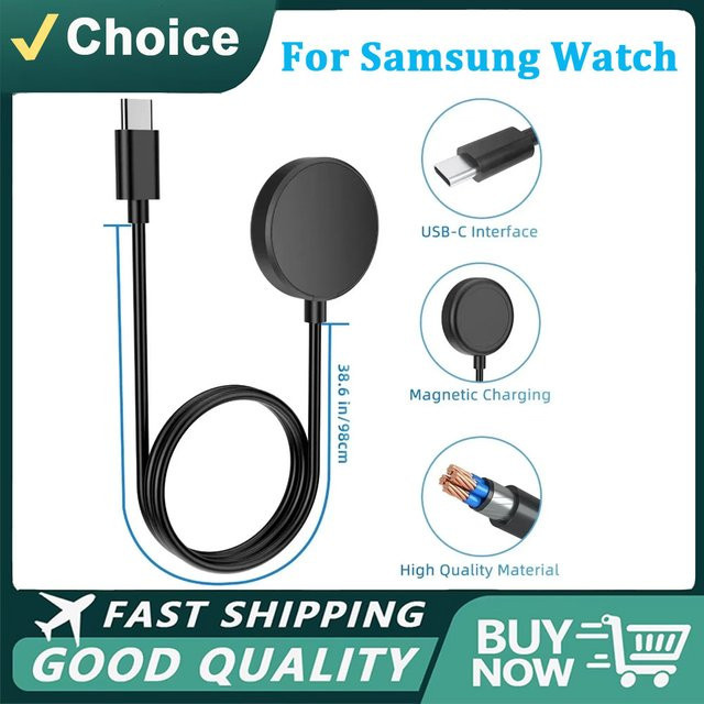 BMAD Drahtloses Ladegerät für Samsung Galaxy Watch 3 4 5 6 7 8 Pro Active 2 mit USB Typ C PD Schnellladefunktion, Schwarz - Bild 1