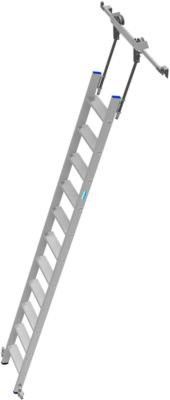 Krause Stufen-Regalleiter aus Aluminium in Silber, fahrbar, 11 Stufen - Bild 1