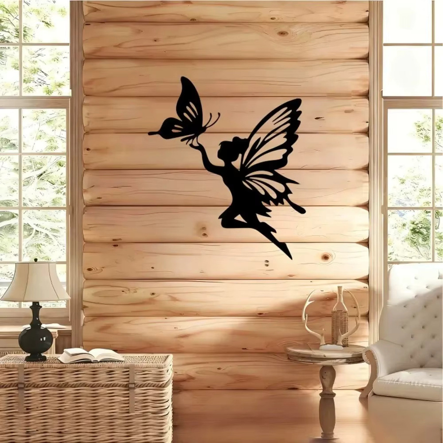 CIFBUY Schmetterlings-Wandkunst aus Metall in Schwarz als wetterfeste Gartendekoration - Bild 2