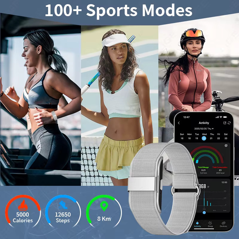 FOXBOX Smart-Armband für Herren in Grau mit Herzfrequenz- und Schlafüberwachung, IP68 wasserdicht und ohne Bildschirm - Bild 3