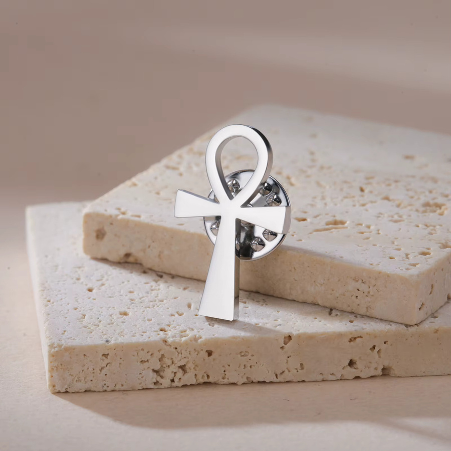 Skyrim Amulett Ankh Kreuz Brosche, Edelstahl, Silber, Unisex - Bild 2
