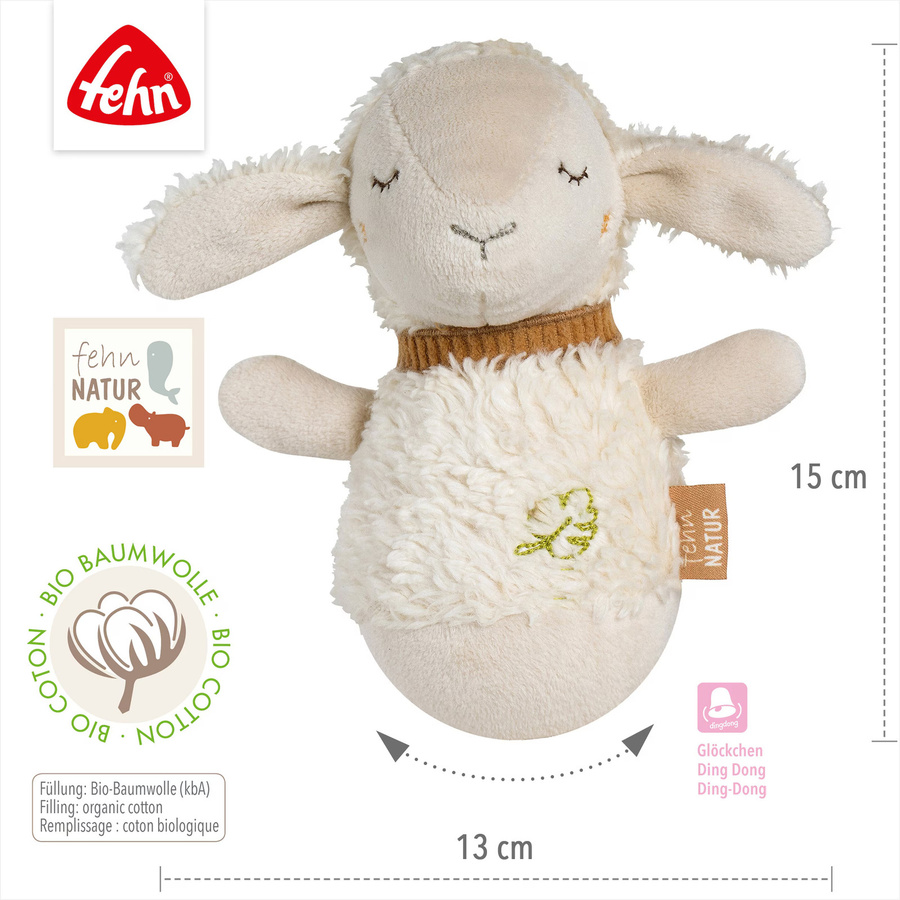 Fehn Mini-Stehauf Schaf fehnNATUR, Plüsch / Textil, ab 0 Jahre - Bild 2