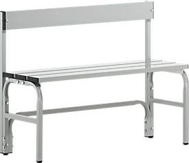 Sypro Umkleidebank aus Stahlrohr und Aluminium mit Rückenteil, Breite: 101,5 cm, lichtgrau - Bild 1