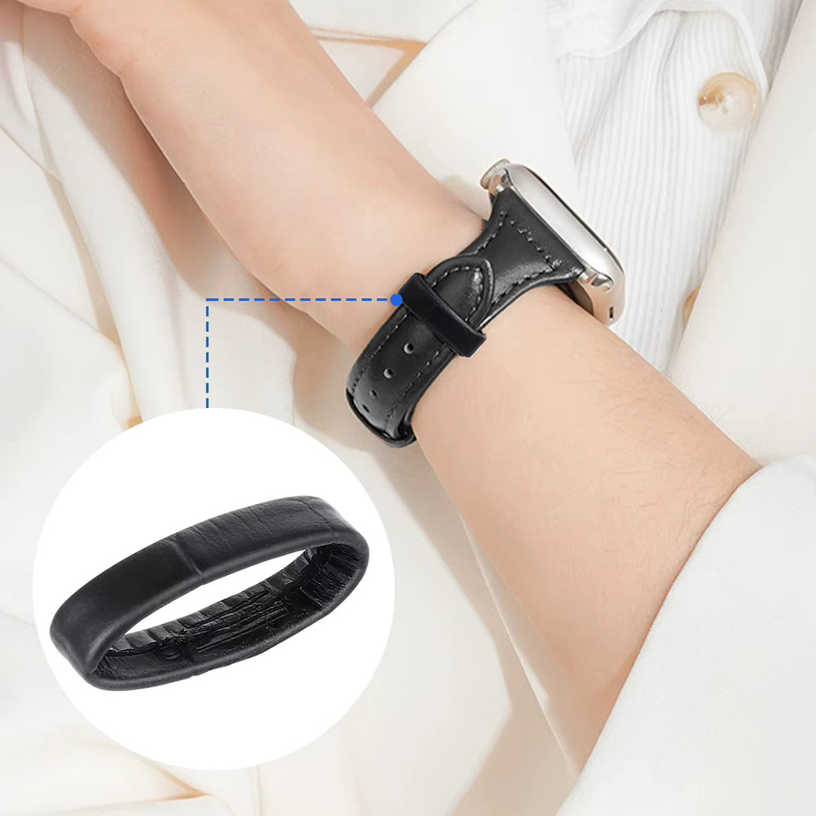 BUBMES Uhrenarmband Leder, Schwarz, Unisex - Bild 2