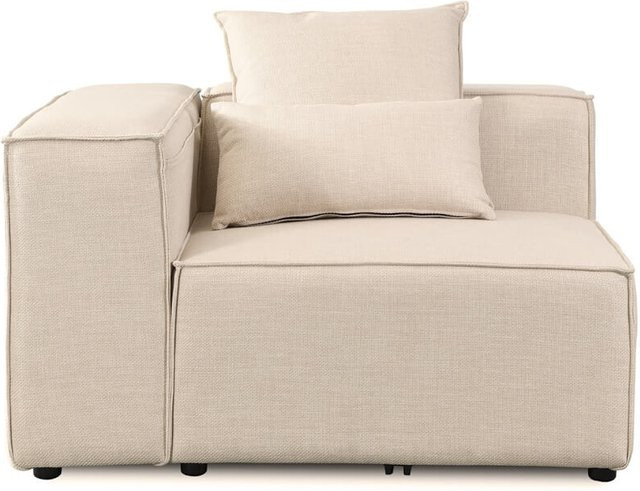 HOME DELUXE Modulares Ecksofa VERONA Linke Seite, Beige, Breite: 120 cm, Tiefe: 70 cm - Bild 1