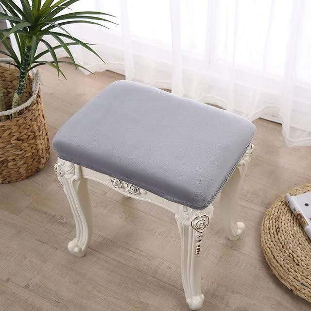 Yiran Furniture Universal Rechteckiger Hockerbezug aus Samt in Grau, B/T: 30 x 40 cm - Bild 1