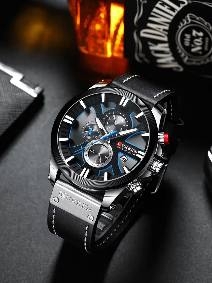 CURREN Chronograph, Quarz, Leder, Silber, Herren - Bild 4