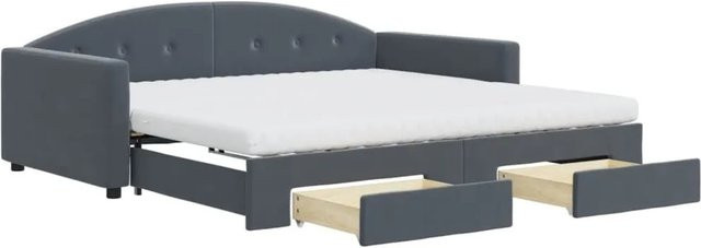 vidaXL Tagesbett ausziehbar mit Schubladen in Dunkelgrau aus Samt, B/T: 100 x 200 cm - Bild 1