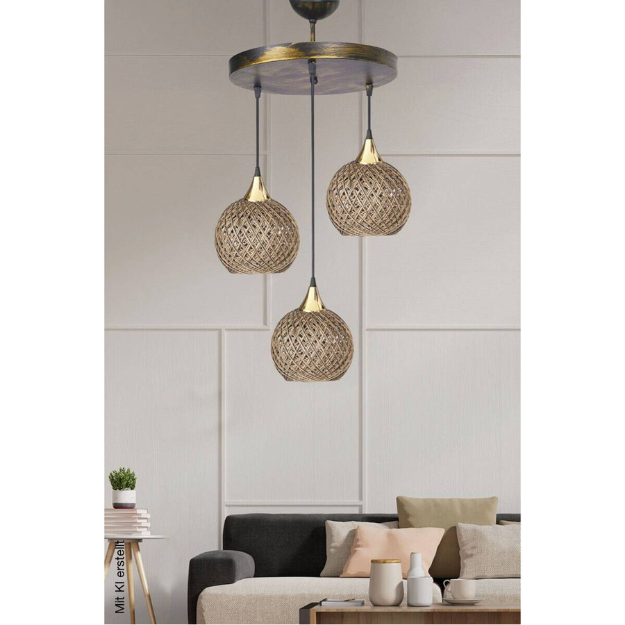 Opviq Pendelleuchte Crayon in Beige aus Metall mit 3 E27 Fassungen, B/H/T: 32 x 80 x 32 cm - Bild 2