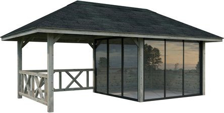 PALMAKO Pavillon Bianca Set 203 Slide aus Fichtenholz in Grau, B/H/T: 588 x 319 x 300 cm - Bild 1