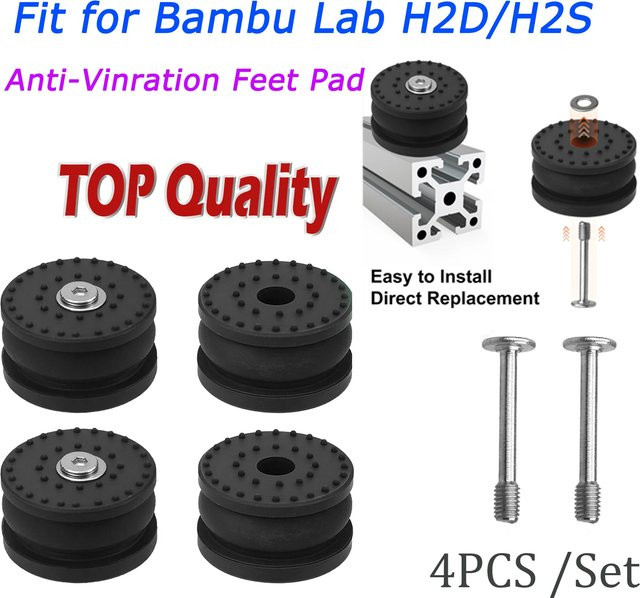 H2D Anti-Vibrations-Füße für Bambu Lab, stoßdämpfende und rutschfeste Gummifußpolster in Schwarz - Bild 1