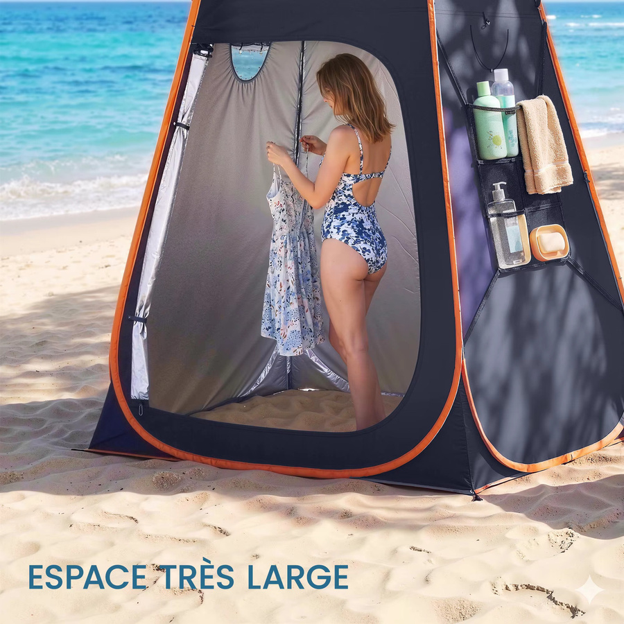 Pop-Up-Privatsphäre-Zelt in Blau, sofort aufbaubares wasserdichtes Umkleide- und Duschzelt mit UV-Schutz für Camping, Strand und Outdoor-Sport, B/H/T: 200 x 152 x 152 cm - Bild 6