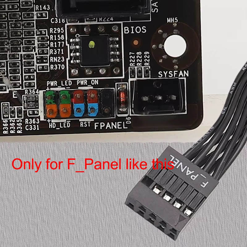 RGEEK F-Panel Buchse auf 2-Pin Power Reset SW HD LED Stecker für PC Motherboard in Schwarz - Bild 2