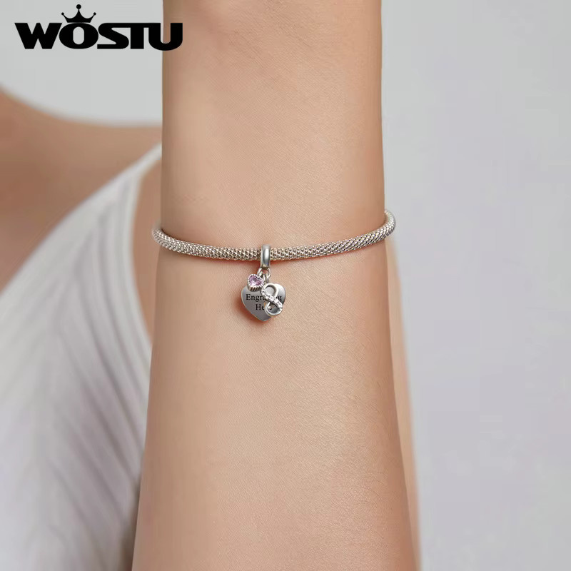 WOSTU Babyfüße-Anhänger, 925 Silber, Perle, Unisex - Bild 1
