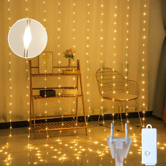 KIKIELF LED Vorhang Lichterkette Warmweiß für Weihnachten, Hochzeit und Garten - Bild 1