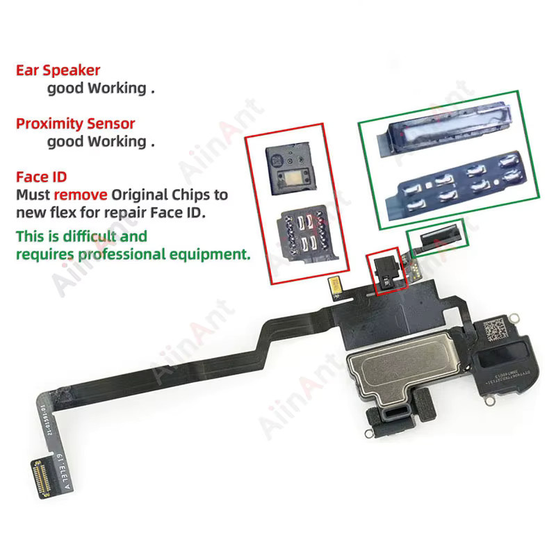 AiinAnt Ersatz Flexkabel mit wasserdichtem Aufkleber für iPhone 7 8 Plus X Xs XR 11 Pro Max inklusive Näherungssensor und Lautsprecher - Bild 2
