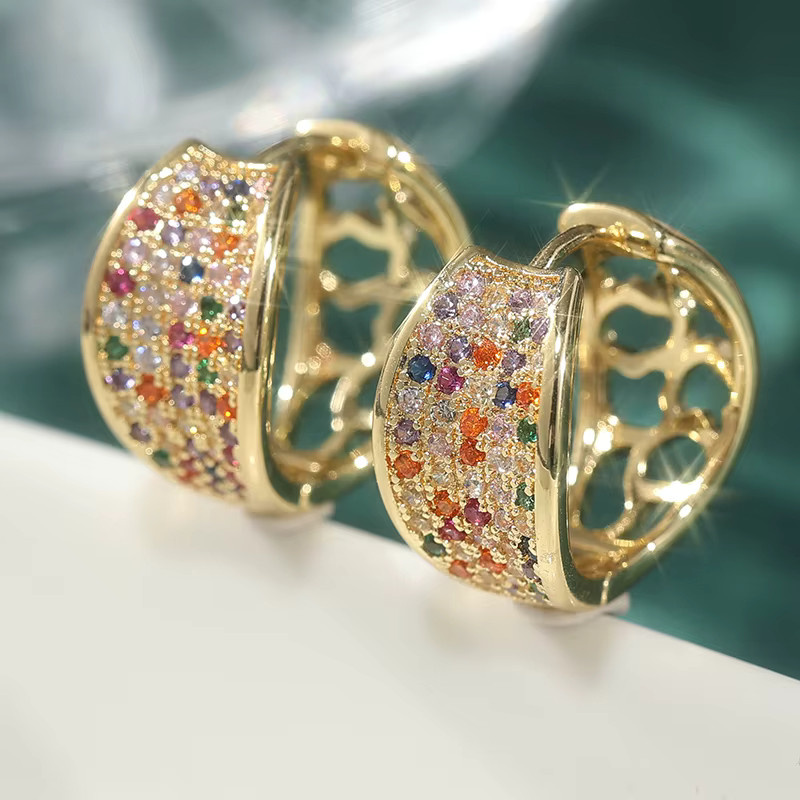 Creolen Gold, Zirkonia, Damen - Bild 2