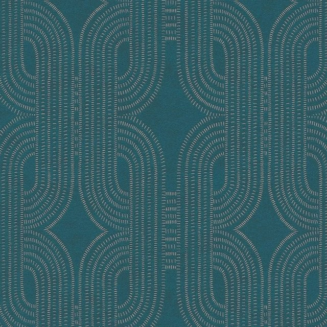 PROFHOME Retro Tapete mit grafischem Glanzeffekt in Blau Grün Beige, Breite: 0,53 m, Länge: 10,05 m - Bild 1