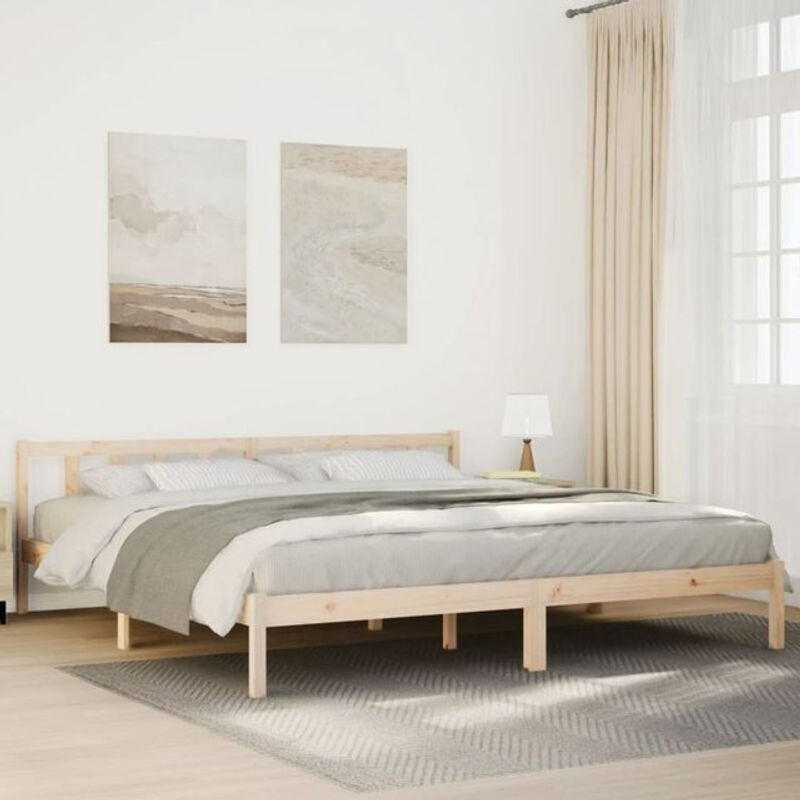 Massivholzbett vidaxl aus Kiefer in Braun im Landhaus- und Skandinavischen Stil, B/T/H: 200 x 220 x 69,5 cm - Bild 1