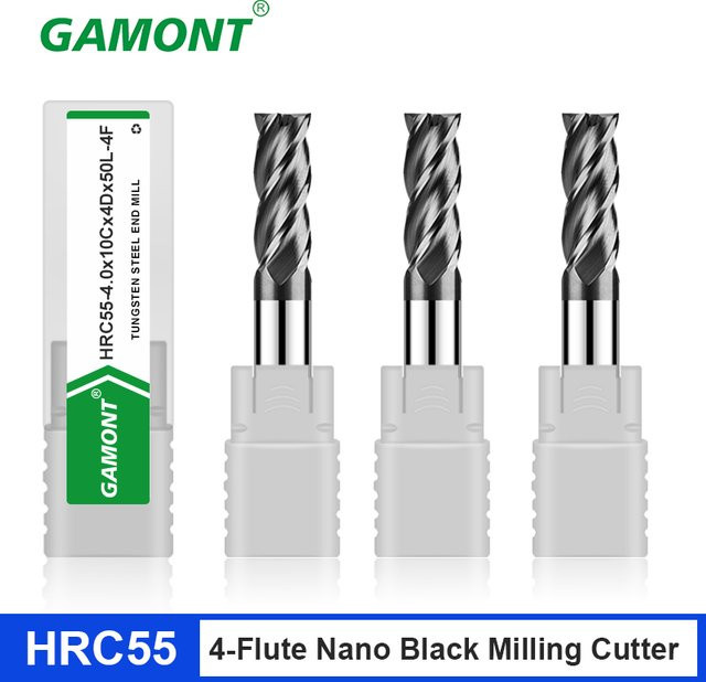 Gamont 4-Flöten-Schaftfräser aus Hartmetall mit schwarzer Nano-Beschichtung für die CNC-Bearbeitung - Bild 1