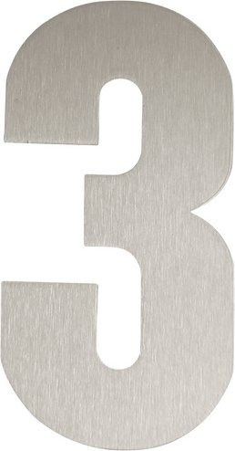 ALPERTEC Hausnummer 3 aus Edelstahl in Silber, B: 15,7 cm, H: 22,7 cm, T: 1,8 cm - Bild 1