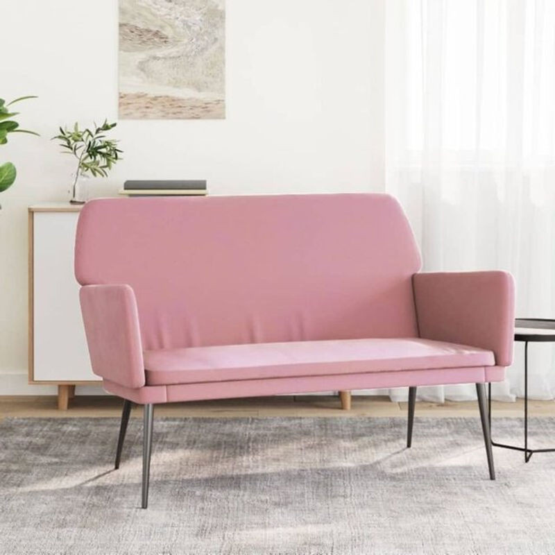 Vidaxl Sitzbank aus Samt und Metall in Rosa, Modern, B/T/H: 108 x 79 x 79 cm - Bild 1