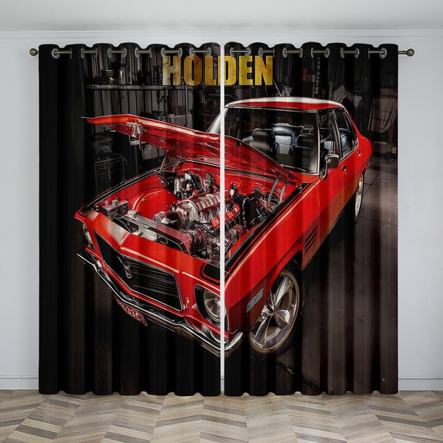 Yiran Furniture Vorhänge mit Renntruck-Druck, 2er-Set, halbtransparent, Mehrfarbig, B: 50 cm, H: 130 cm - Bild 1