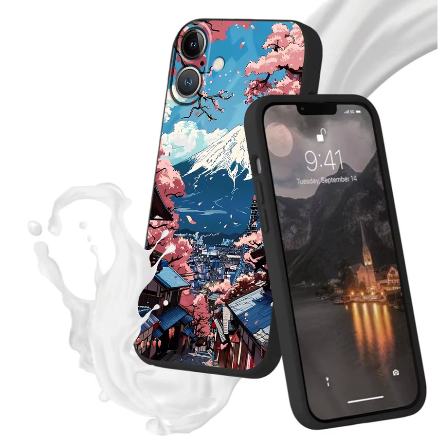 Weiche Handyhülle mit Japan Mount Fuji Motiv für Apple iPhone Modelle in Schwarz und Multicolour - Bild 4